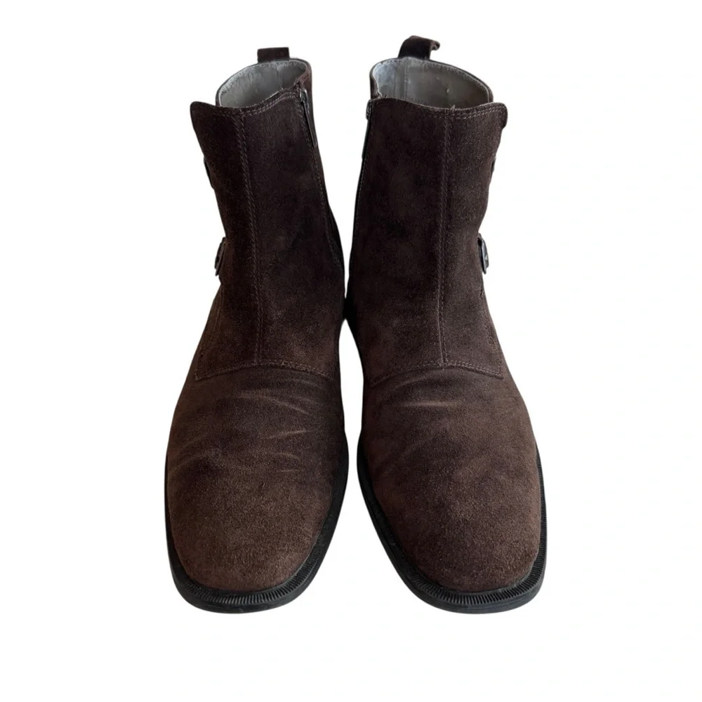 Calvin Klein Men’s Brown Suede Double Buckle Ankle Boots Size 12